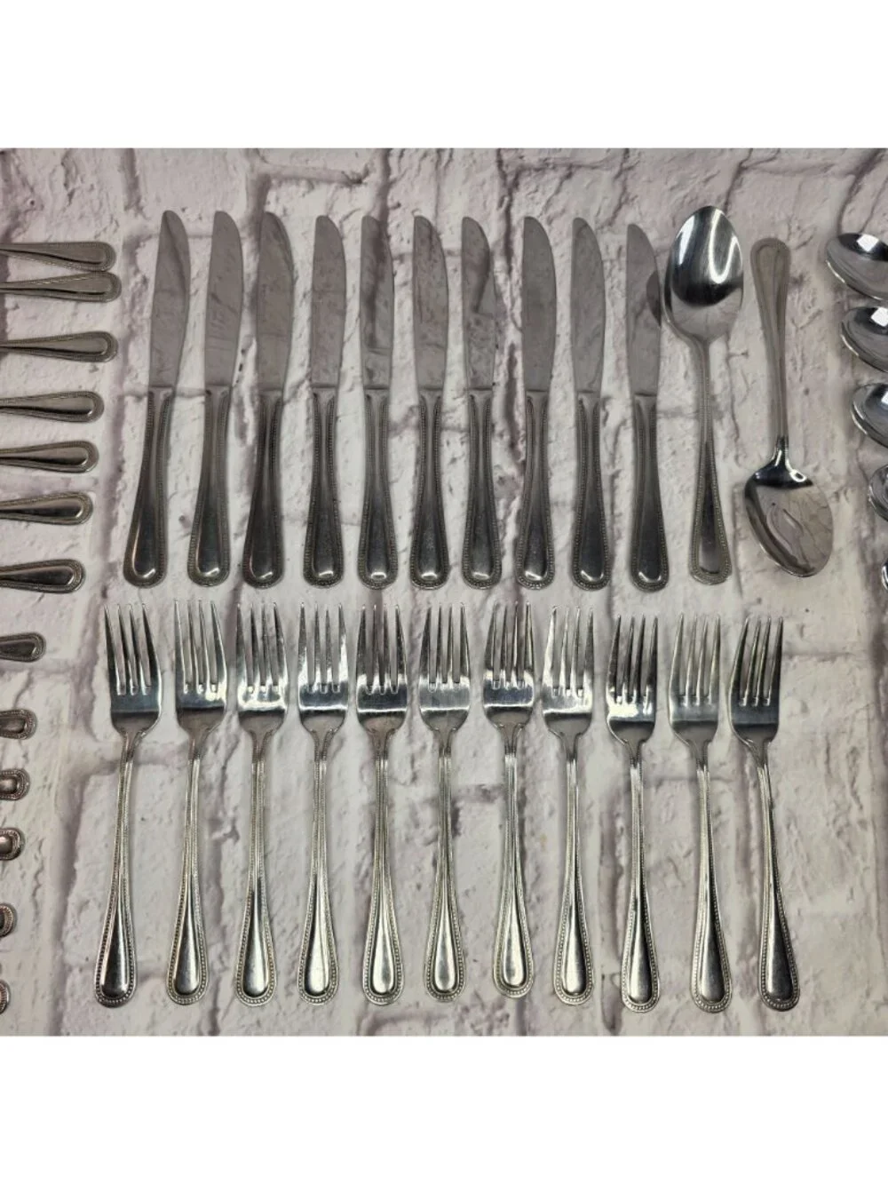 Cuisinart 18/10 Stainless Flatware Set of 46 Pieces Mixed w/ Beaded Edge Design